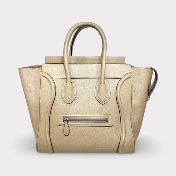 Celine Handbags - Celine Calfskin Mini Luggage Tote Beige